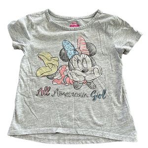 Adorable Minnie Mouse All American Girl Gray T-Shirt Size 4T